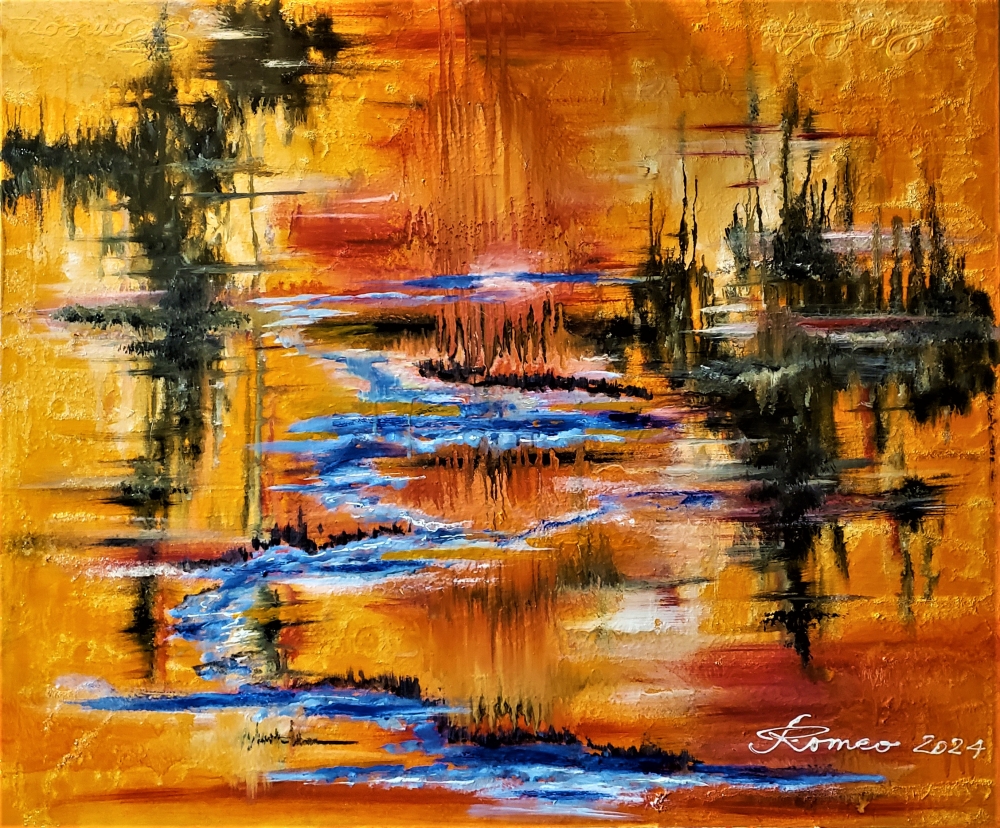 Superb Reflection Astral Autumn, oil on canvas 30x36 inch, SKU 3084