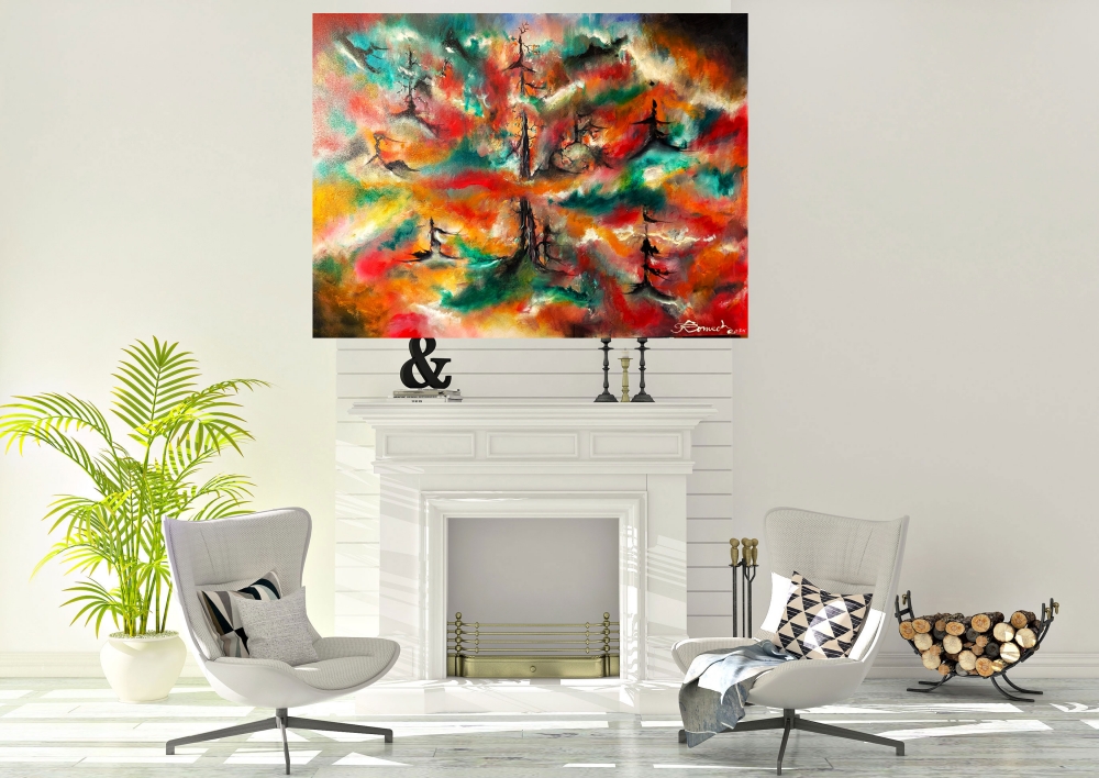  Happiness after Avangard, Hypersonic, Oil on canvas, 36x48 inch, SKU 3086