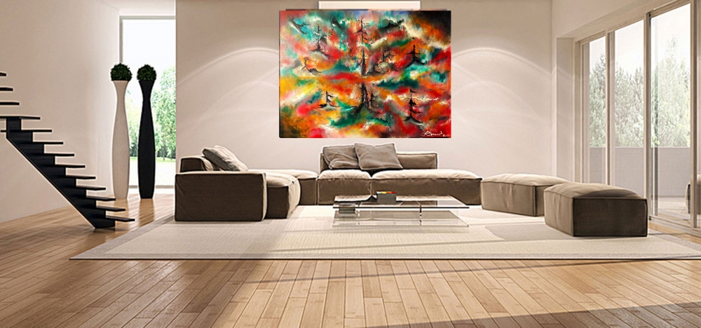  Happiness after Avangard, Hypersonic, Oil on canvas, 36x48 inch, SKU 3086