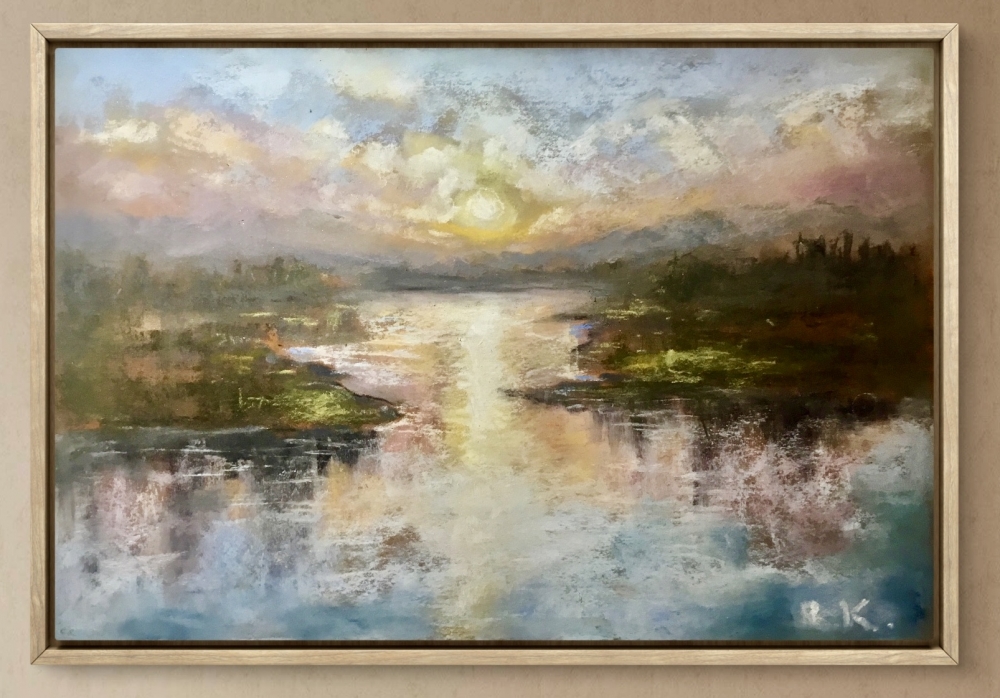 Soft Sunrise Over Calm Waters – Impressionistic Landscape Painting