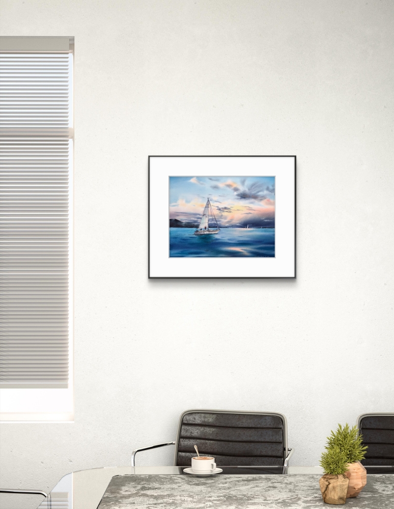 Yacht in the sea at sunset #5