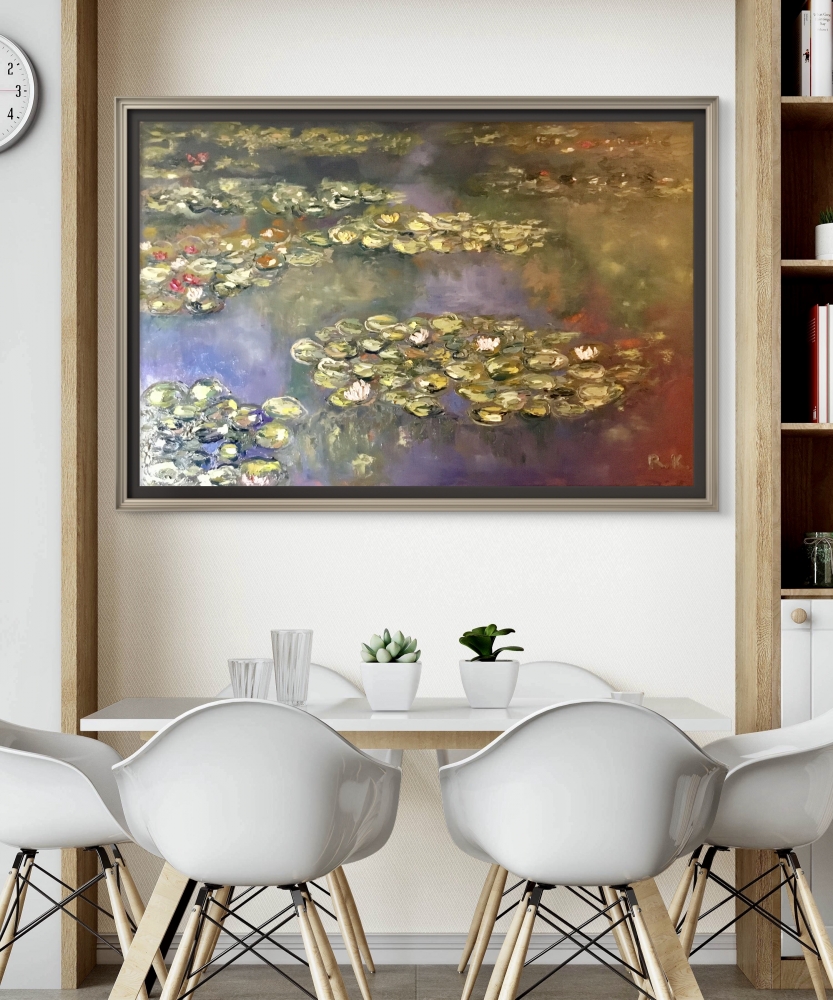 Pond Harmony — Original 80×120 cm Oil Painting on Canvas