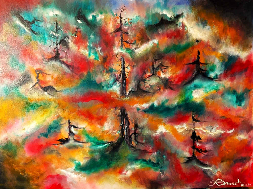  Happiness after Avangard, Hypersonic, Oil on canvas, 36x48 inch, SKU 3086