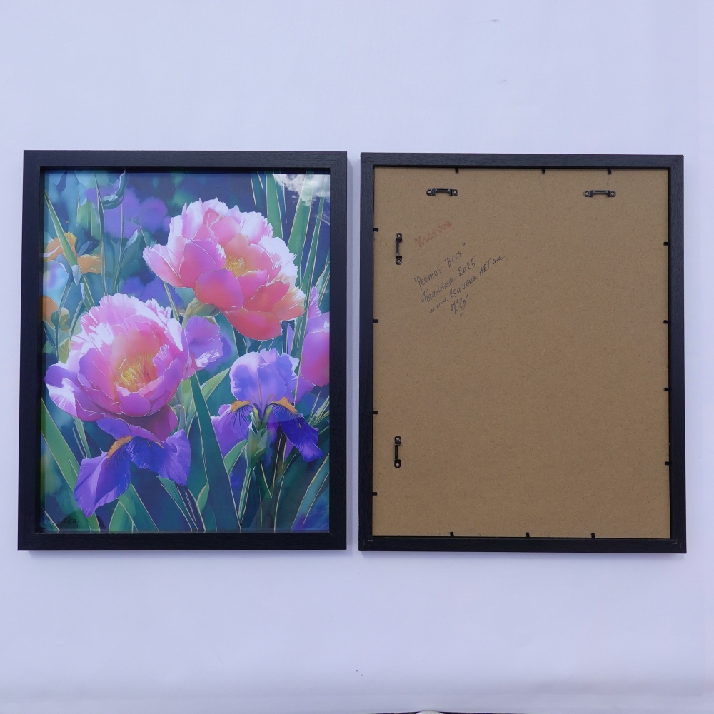 Peonies B104 - diptych - framed canvases