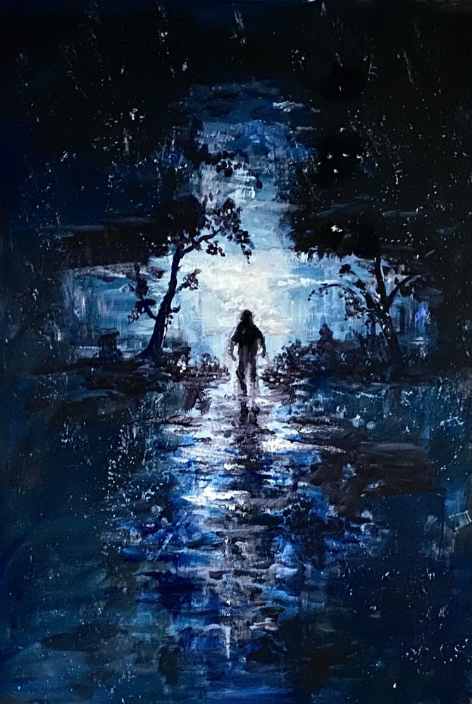 Walking through the cross of light