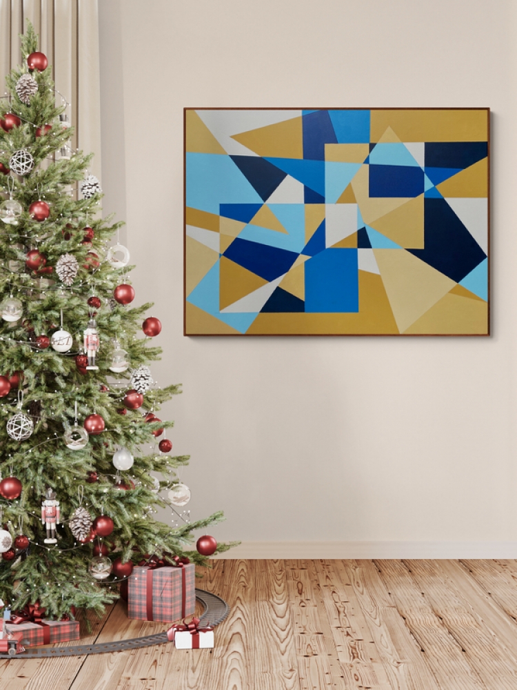 Beige and Blue Geometry