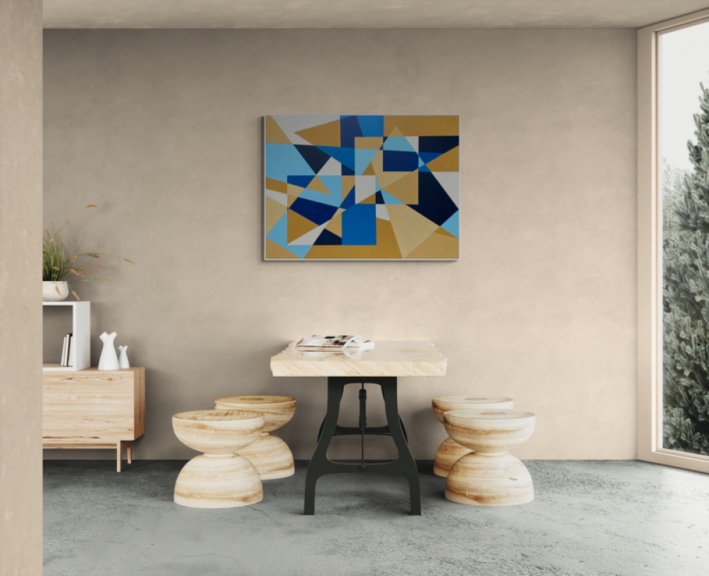 Beige and Blue Geometry