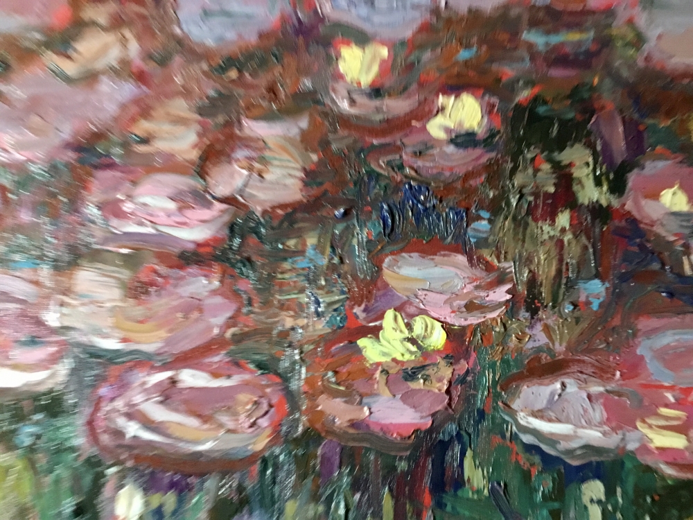 Secret of Pink Waterlilies Original Oil Painting • 40×80 cm