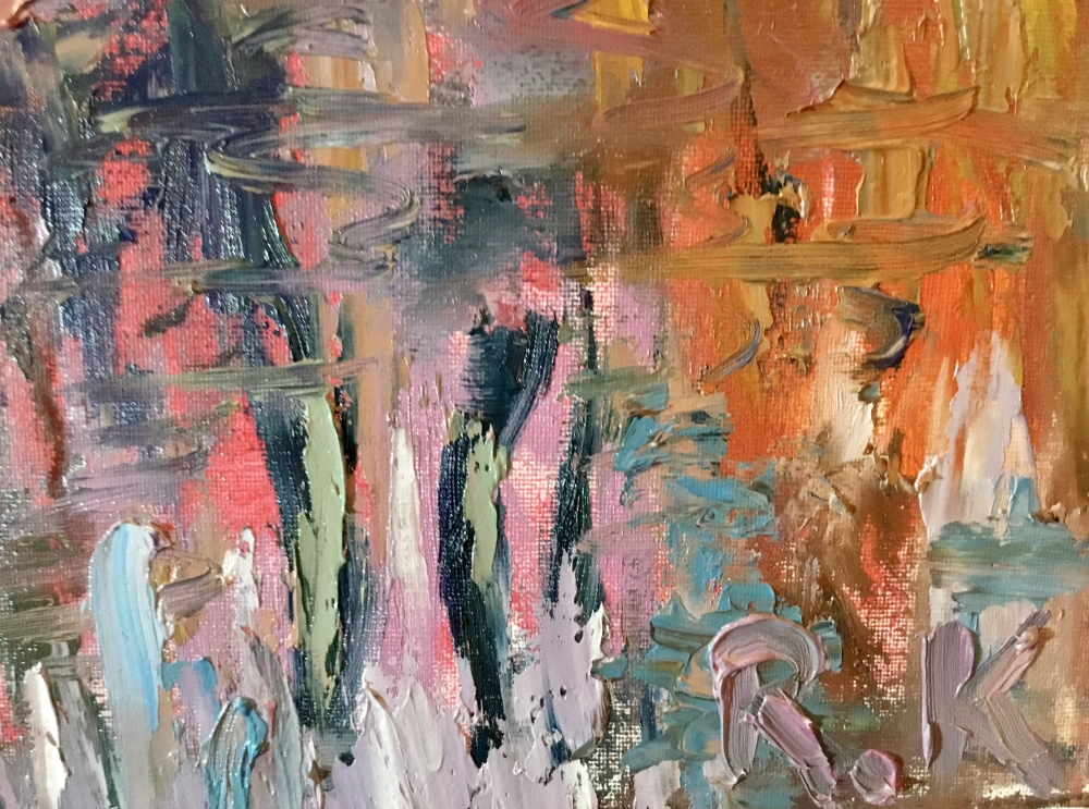 Secret of Pink Waterlilies Original Oil Painting • 40×80 cm