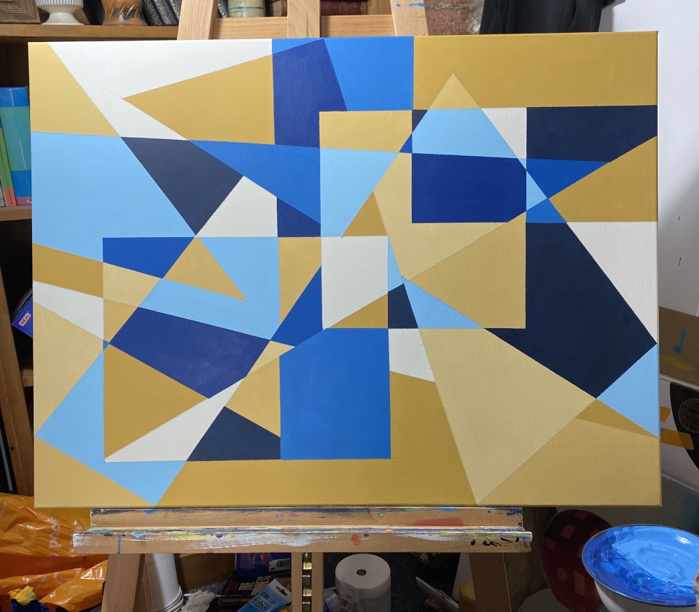 Beige and Blue Geometry