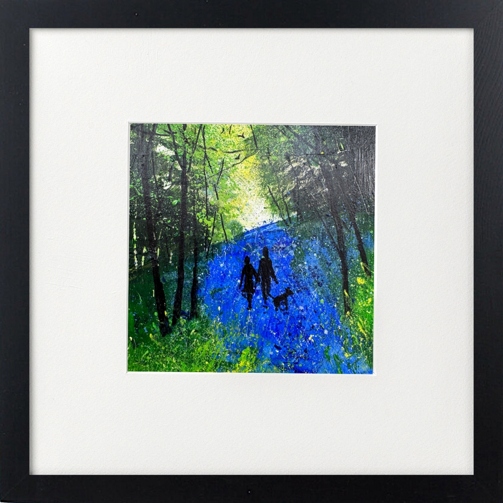 Our Walk with dog among bluebells