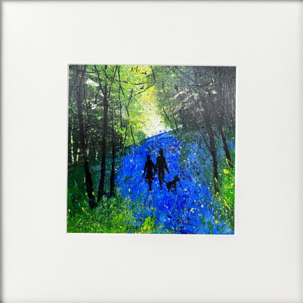 Our Walk with dog among bluebells