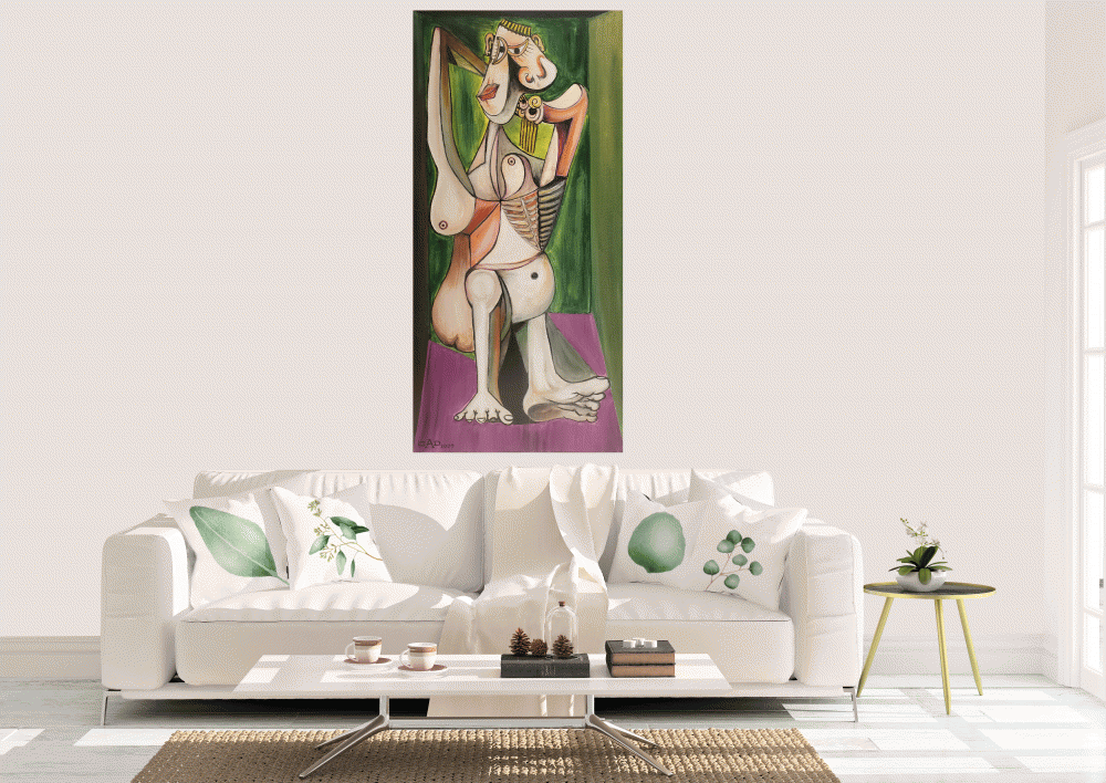 The  Woman stand up, inspred from Picasso, Acrylic on canvas, 18x36 inch  