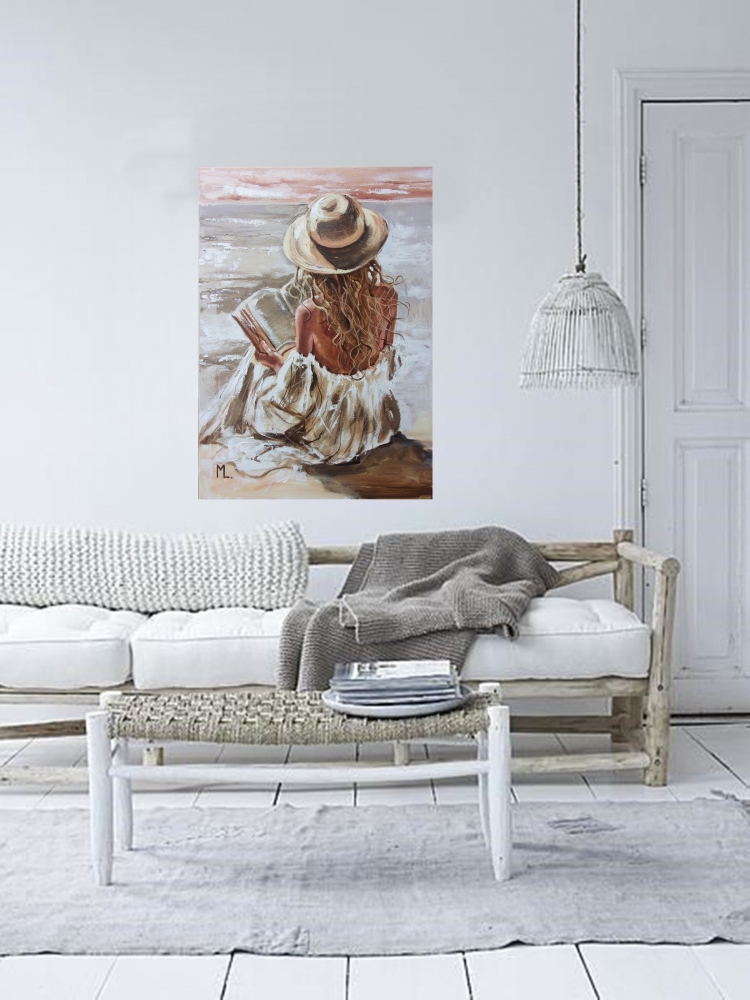 GOOD STORY ON BEACH WITH BOOK