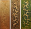 Gold, cooper, emerald, 3D, Mixed Media on canvas, 3x12x36-inch, SKU-1098