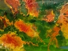 Golden autumn, mixed media, acrylic on canvas, 12x36 inch, 30.5x91.5 cm, SKU 1193 