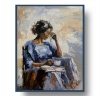Quiet blue afternoon. Reading woman.