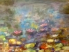 Silent Lily Pond – Large Semi-Abstract Waterlily Landscape in Soft Pastel on Pastelmat, Dreamy Impressionistic Nature Painting