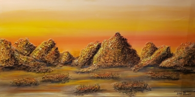 Landscape Indian Wells USA, acrylic, on canvas, 24x48X1.5 inch SKU 1002 