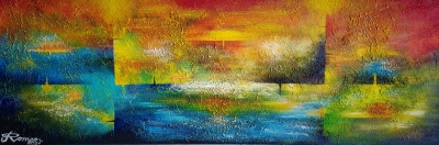 Day, night and Four Seasons Vivaldi, Acrylic on canvas, 24x72 inch, SKU 1062 