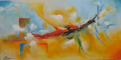 Flying, air king, Acrylic on canvas, 24x48 inch, 61xx122 cm, SKU 1091