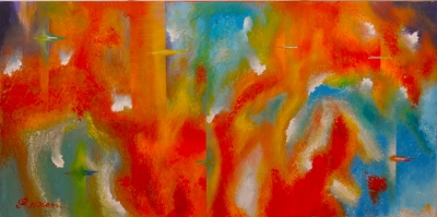 100000 Degree F, Acrylic on canvas, 24x48 inch, SKU 1094