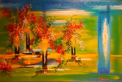 Hanging Semiramida's Garden, acrylic on canvas, 24x36 inch SKU 1118