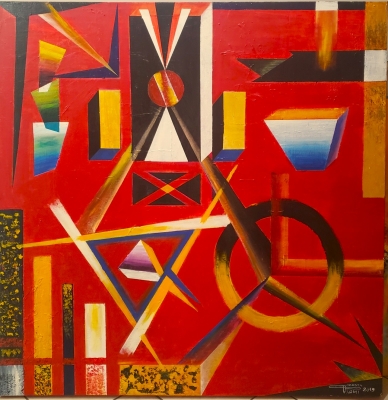 Geometry ... Cubism, Space and time, Acrylic on canvas, 48x48 inch, SKU 1195