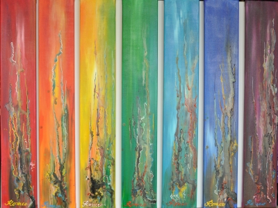 Colors in Paradise, acrylic on canvas,  36x42 inch, 7X6X36 inch, SKU 1054