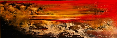 Heaven and Hell, oil on canvas, 12X36 inch, 31x91.5 cm, SKU 3056