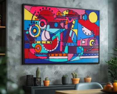 Cubism A1353 - large abstract painting on canvas