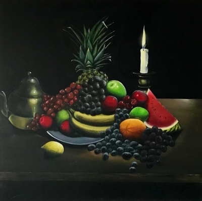 Candle lit still life