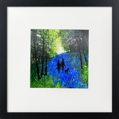Our Walk with dog among bluebells