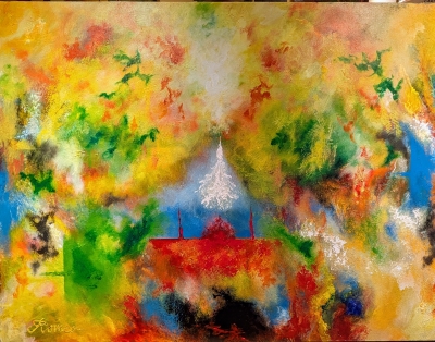 Photosynthesis a new beginning,  acrylic on canvas, 30x40 inche, SKU 1056 