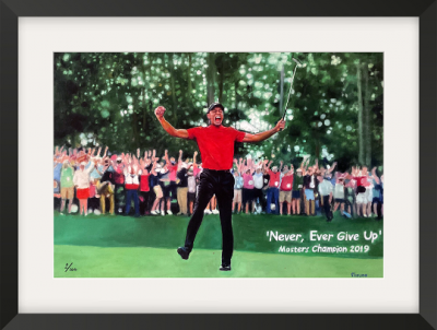 Tiger Woods 2019 Masters Golf Print, Signed Giclée, Black Framed 50x40cm
