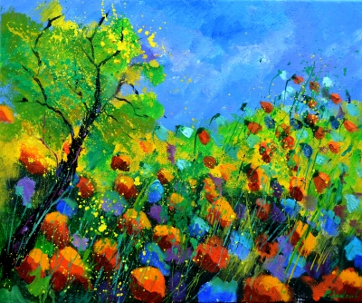 Red poppies in summer 