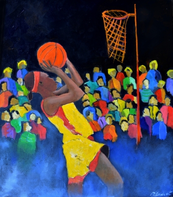 Playing basketball 