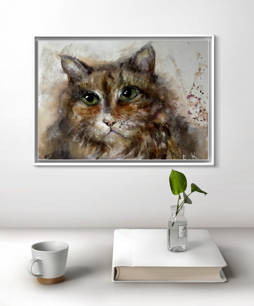 Matylda cat -original watercolor painting 