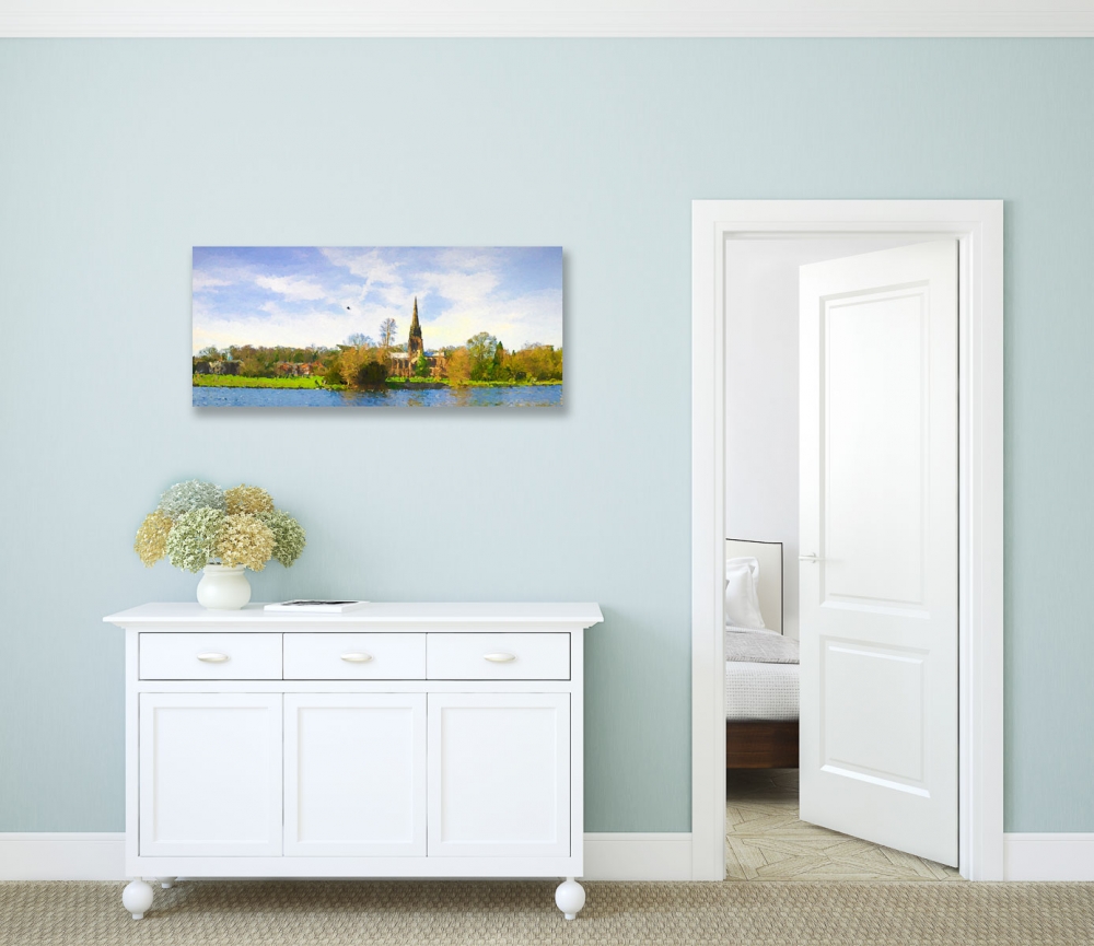 Chapel and Lake – Acrylic Art Print