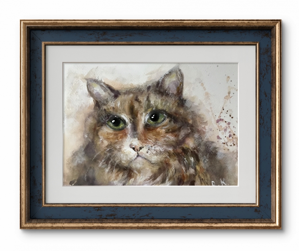 Matylda cat -original watercolor painting 