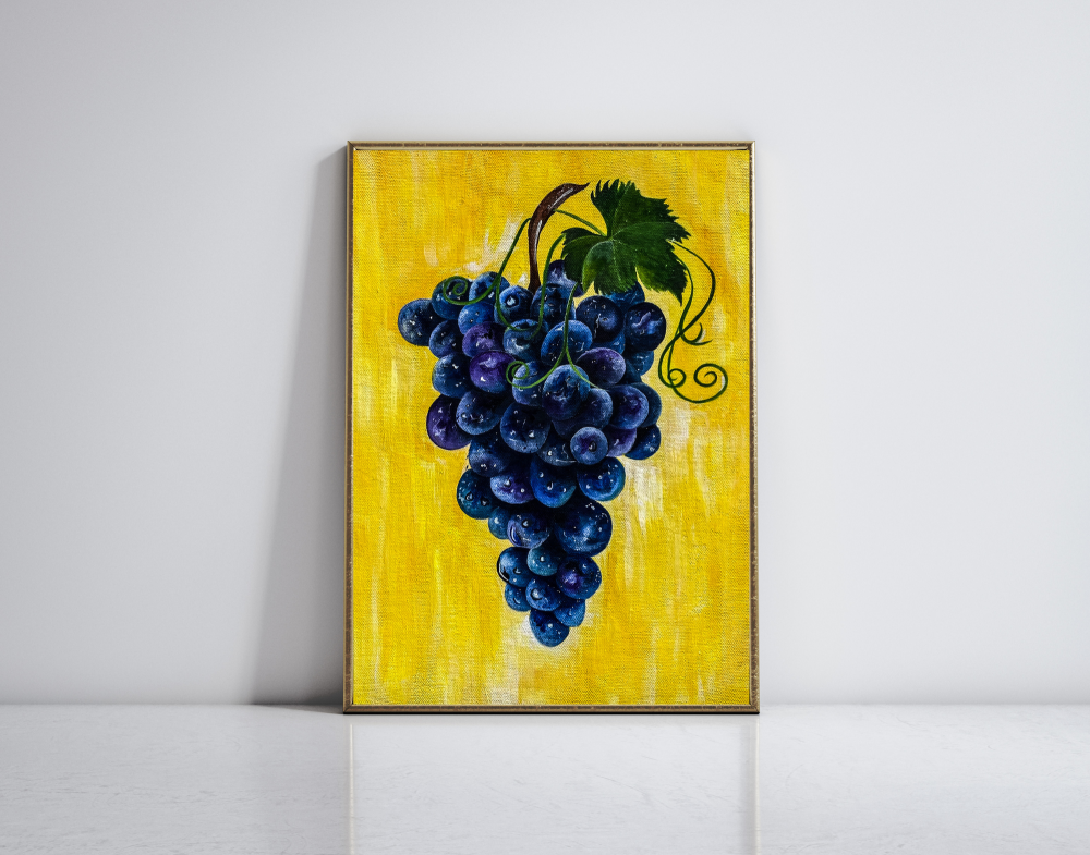 Sun-Kissed Grapes – Original Acrylic Painting🍇✨