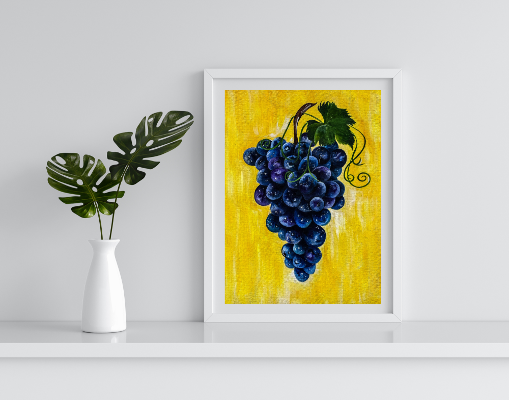 Sun-Kissed Grapes – Original Acrylic Painting🍇✨