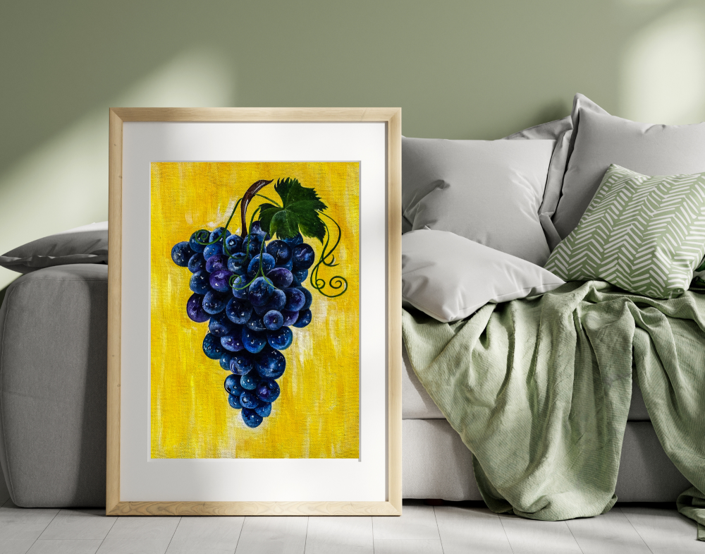 Sun-Kissed Grapes – Original Acrylic Painting🍇✨