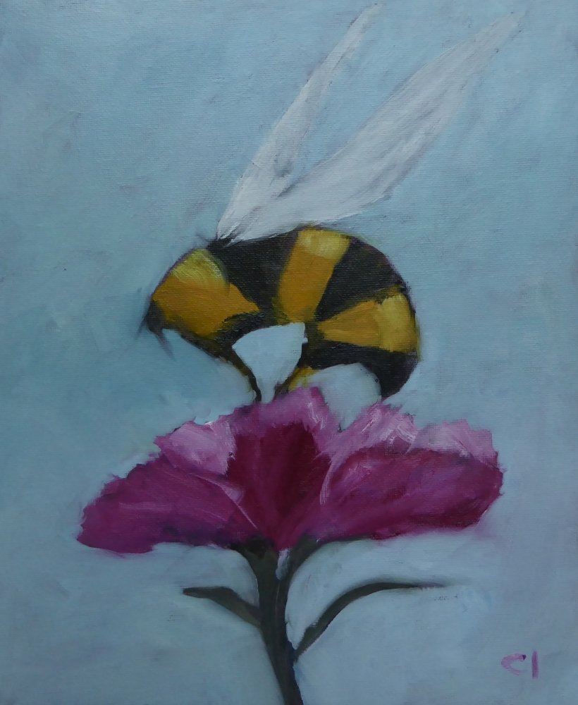 The Honey Bee and the Pink Flower