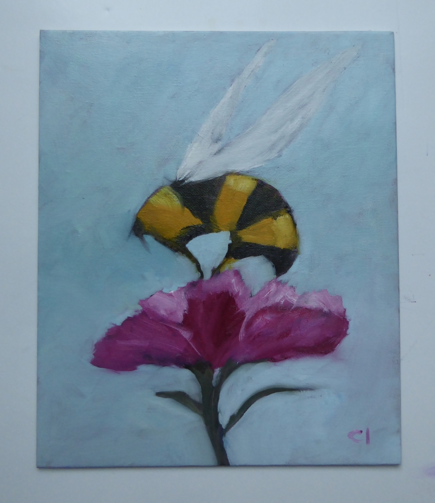 The Honey Bee and the Pink Flower