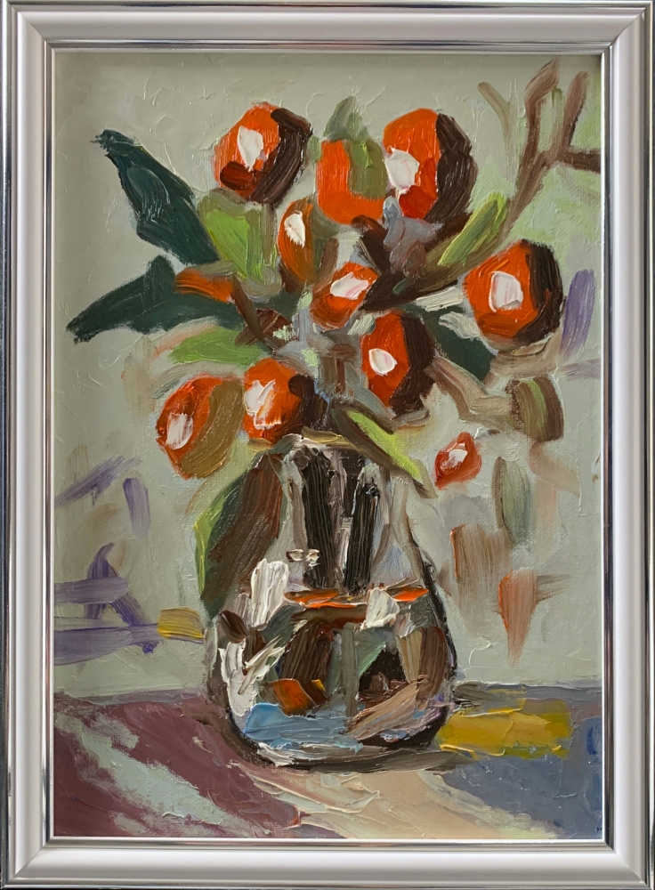 Olives, Olive branch in a vase. 