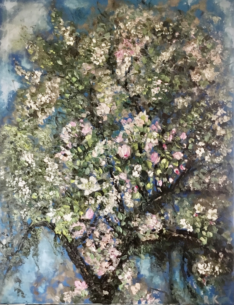 Apple blossom oil painting 