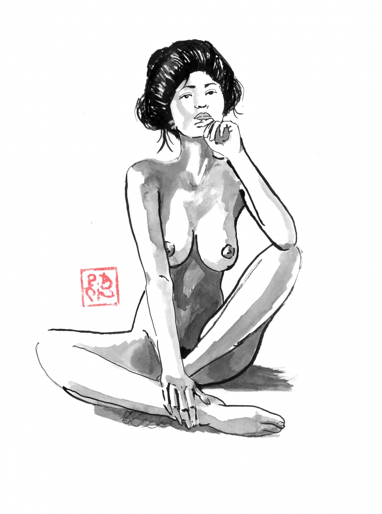 nude thinking geisha