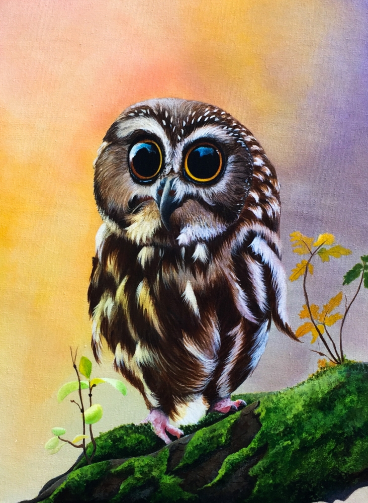  \"Whispers of the Forest – Original Acrylic Owl Painting\"