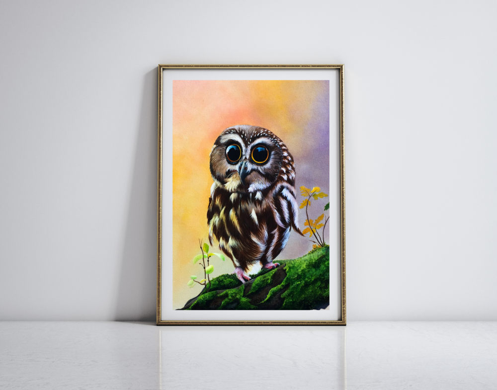  \"Whispers of the Forest – Original Acrylic Owl Painting\"